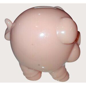 Vintage 6V5" Heavy Plastic Piggy Bank Original Stopper Pink